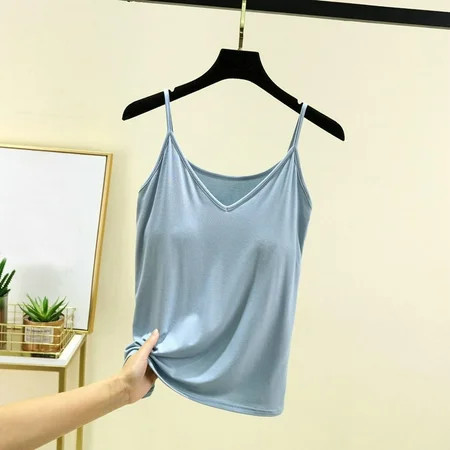 Blue Undershirt For Women Cotton Tank Top Women Loose Fit Tank Tops For Women Tank Top For Women Sleeveless Tops With Built In Bras Shelf Bra Padded Shirt 2024 Casual Tanks Loose Fit | Walmart (US)