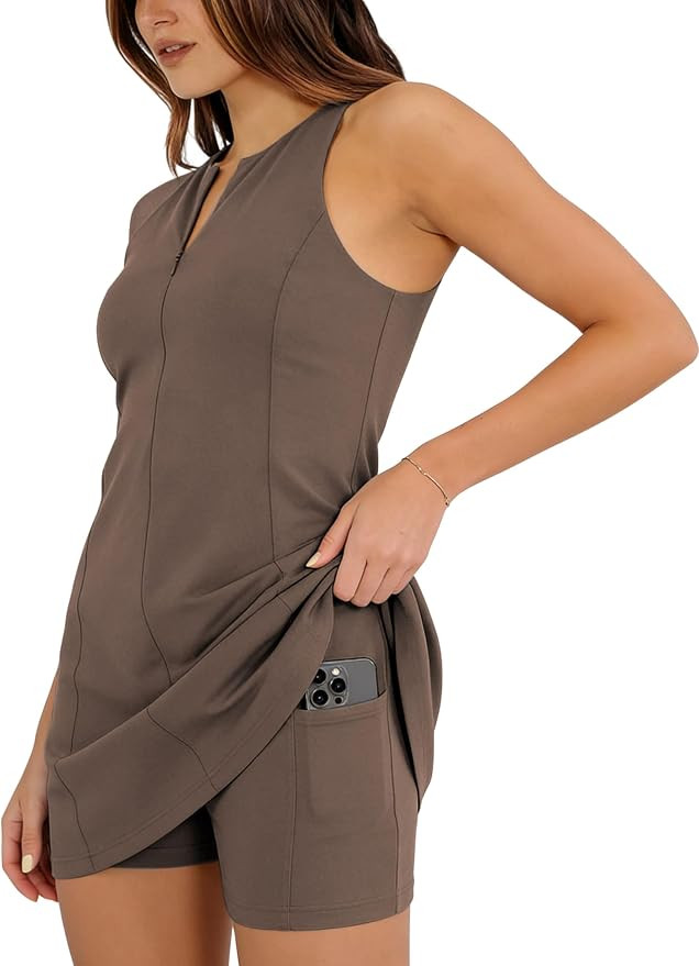 Zhiyouni Women's Athletic Mini Dress Summer Tennis Workout Active Sports Romper 2 Piece Short Set | Amazon (US)