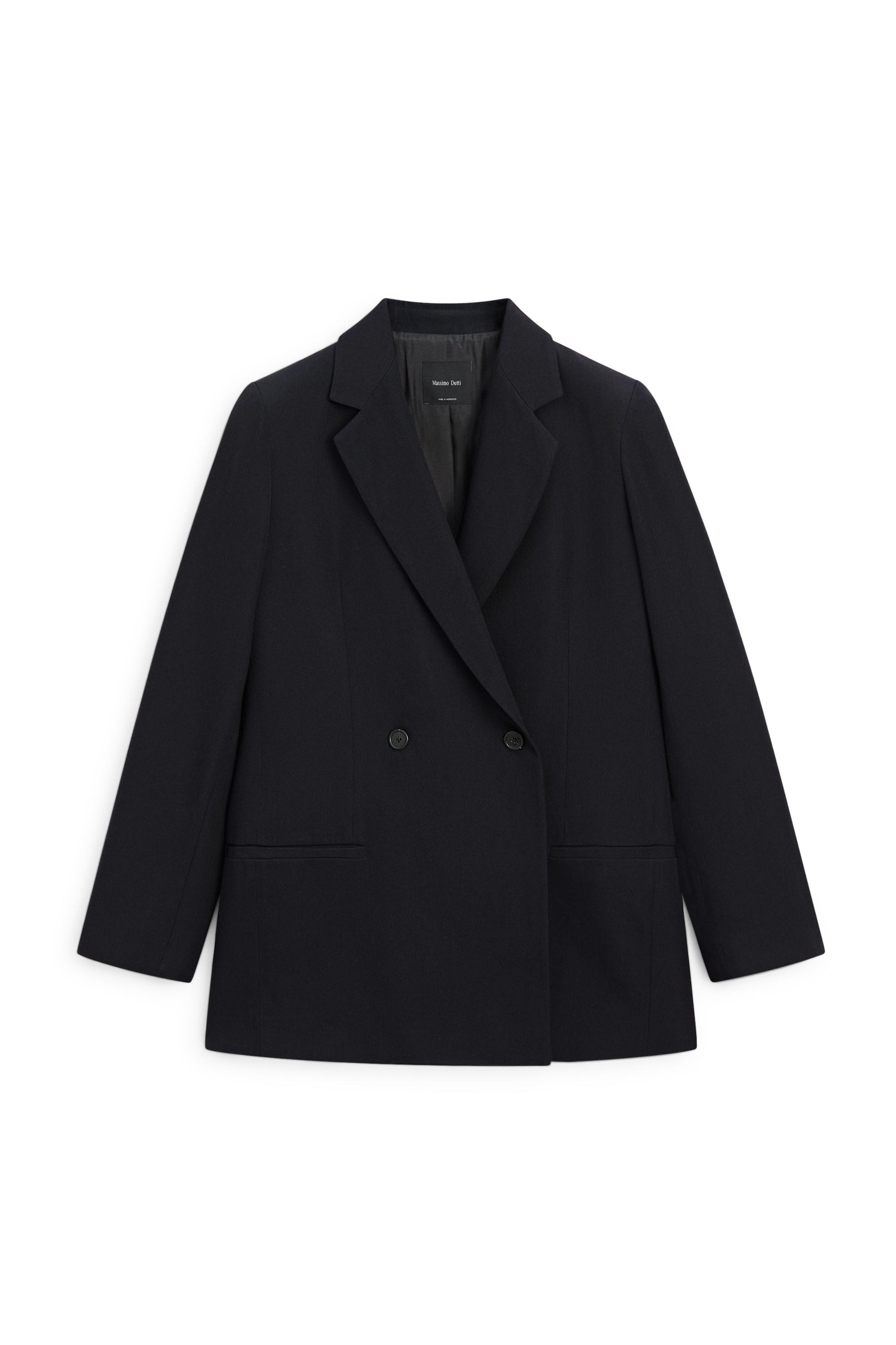 Wool blend double-breasted blazer - NAVY BLUE | Massimo Dutti US