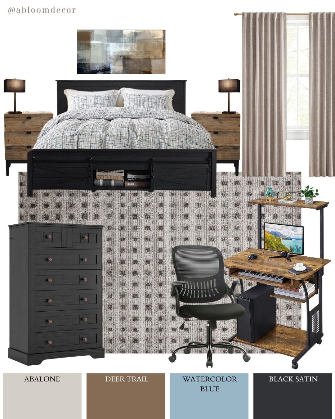 Designing a teen boy bedroom that feels cool, cozy, and actually functional? 🙌 This modern rustic room design blends black furniture, warm wood tones, and soft neutral bedding — the perfect mix for a growing teen. 🖤 I love how this bedroom mood board feels mature without losing that laid-back vibe!

#LTKHome #LTKKids #LTKMens