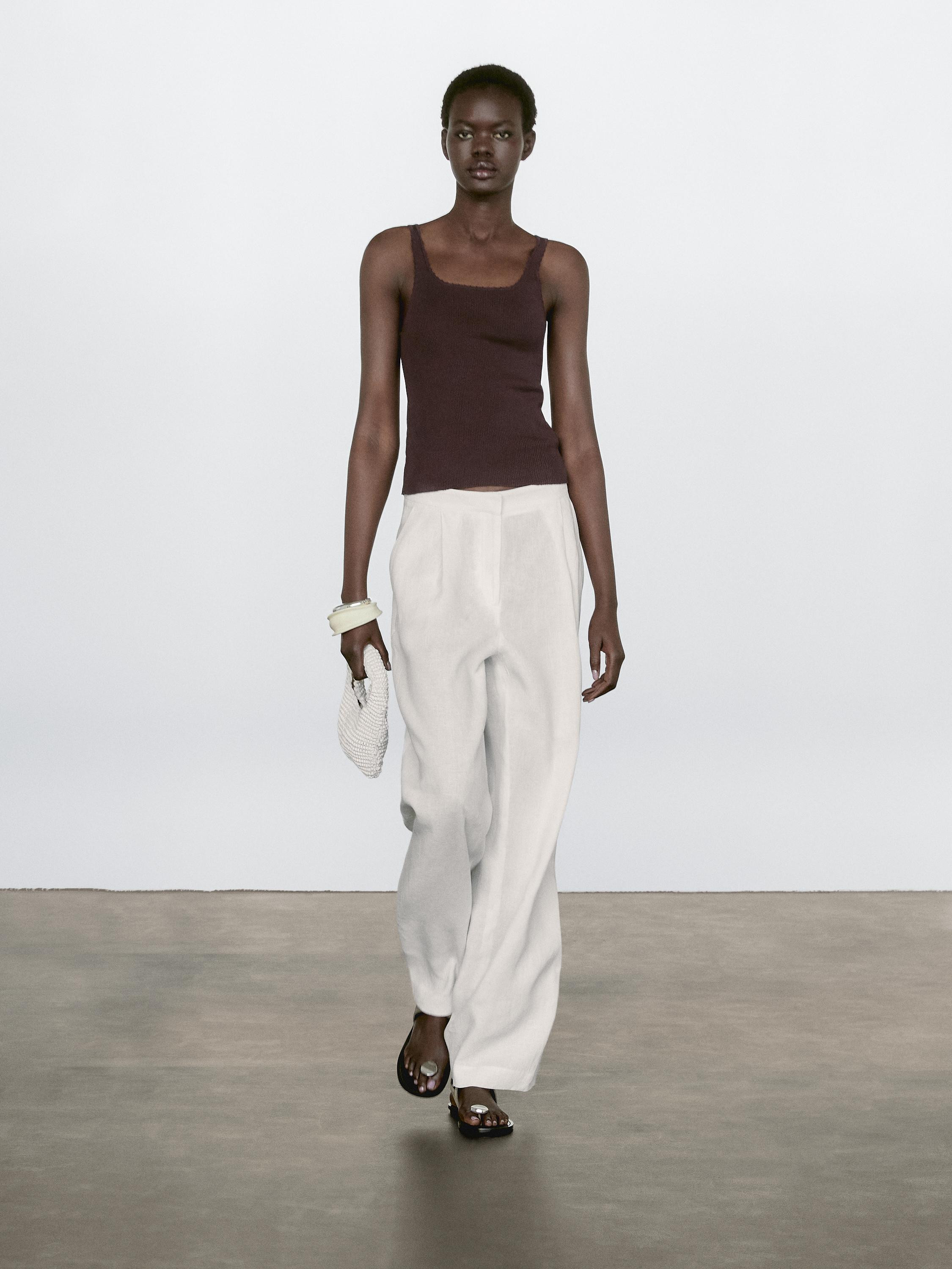 100% cotton ribbed knit top | Massimo Dutti UK