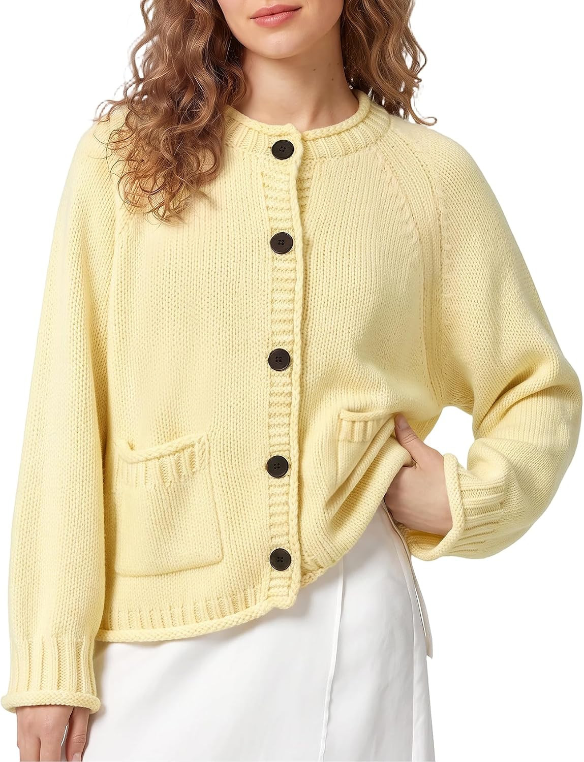 Wyeysyt Womens Rollneck Cardigan Sweaters Chunky Knit Cardigan | Amazon (US)