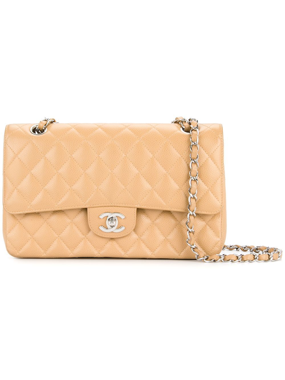 Chanel Vintage double flap quilted shoulder bag - Nude & Neutrals | FarFetch US