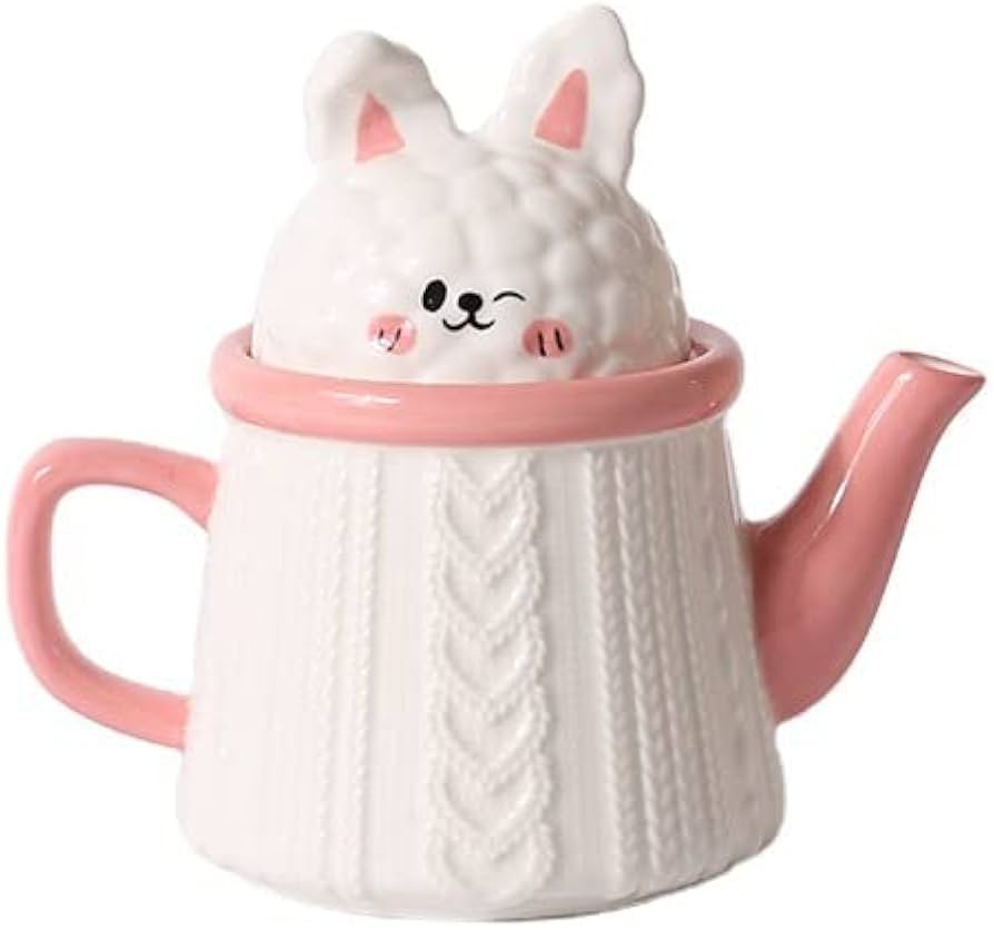 ceramic teapot\u3001easterPink Bunny Coffee Cup and Teapot Set, Ceramic Bunny Teapot Set, Gift La... | Amazon (US)
