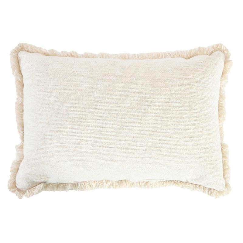 Neutral Yard Dyed Woven Throw Pillow with Fringe, 14x20 | At Home