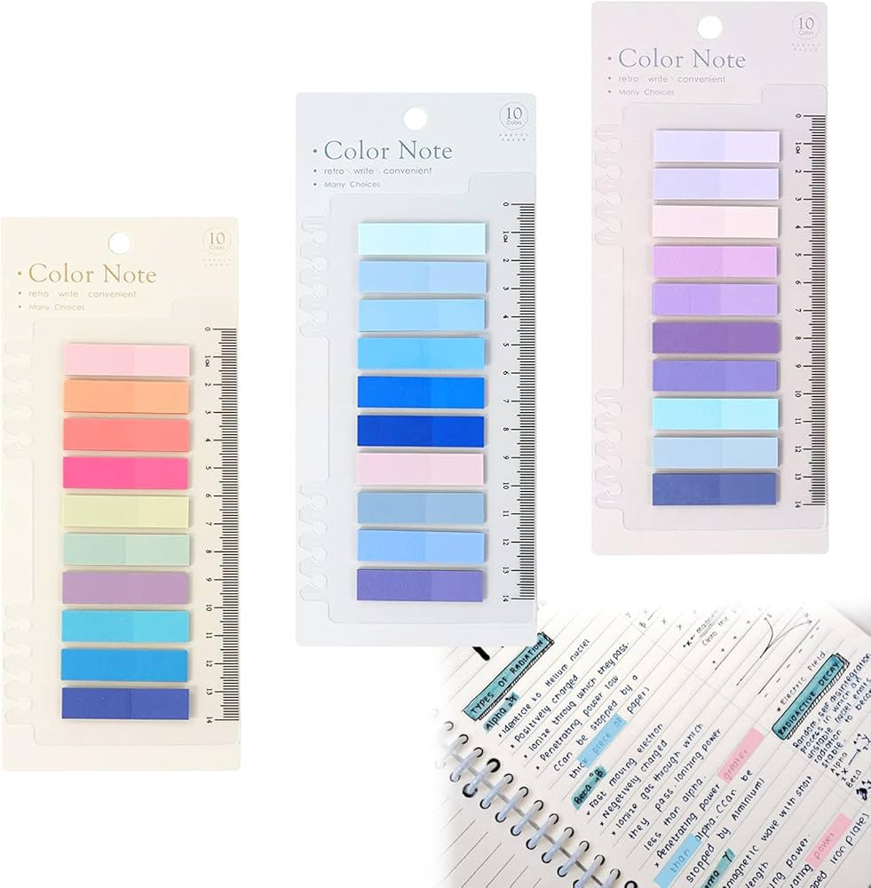 Nuqin Sticky Notes Tabs with 14cm Ruler,600Pcs Durable Tabs for Annotating Books,Repositionable S... | Amazon (UK)