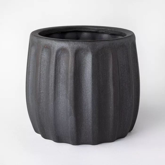 6.93" Metallic Glaze Ceramic Table Planter Black - Threshold™ designed with Studio McGee | Target