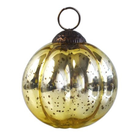 Large Mercury Glass Ornament (3-Inch Gold Posey Ball Design Single) - Great Gift Idea Vintage-Style  | Walmart (US)