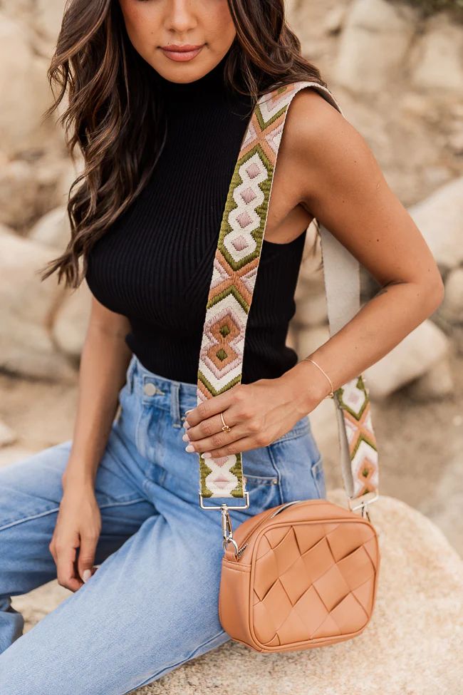 Taking Notes Brown Embroidered Strap Crossbody | Pink Lily