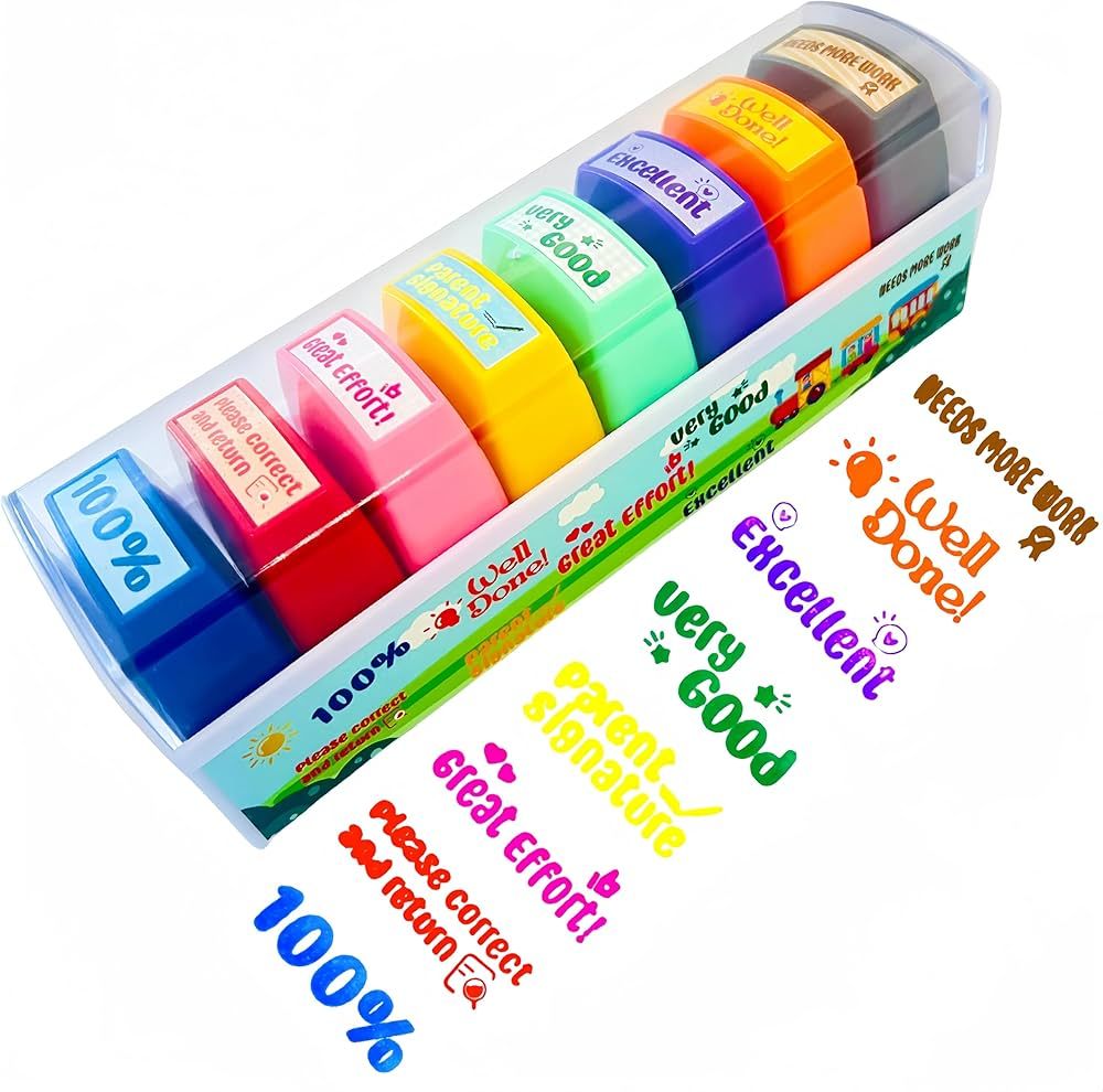 Teacher Stamps for Grading Motivational Teacher Classroom Supplies Self-Inking Stamp Set Encourag... | Amazon (US)