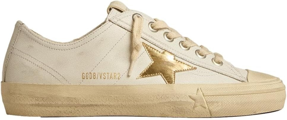 Golden Goose Women's V-Star Sneaker, White/Gold | Amazon (US)
