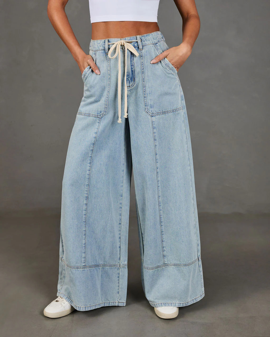 Shonna Stretch High Rise Wide Leg Drawstring Jeans | VICI