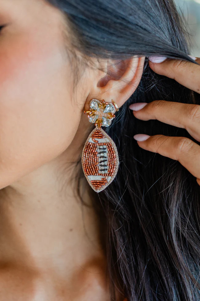 Beaded Football Earrings | Pink Lily