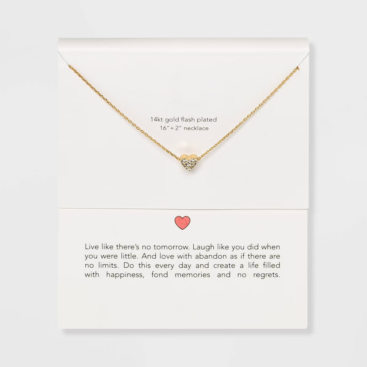 Silver Plated Gold Dipped Micro Pave Heart Cubic Zirconia Pendant Necklace - Gold | Target