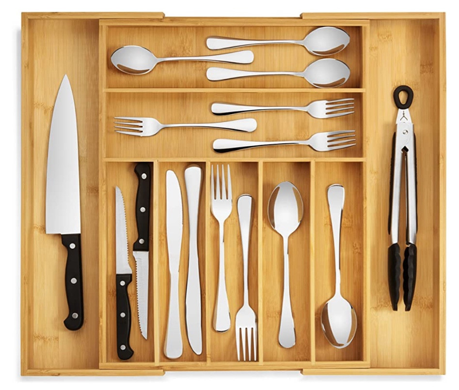Utensil organizer for kitchen drawers bamboo holder drawer, organizer, flatware, silverware,  gold, and white elegant serveware container store, forks, knives, spoons fine dining godinger kitchen goals home Amazon finds 

#LTKunder50 #LTKhome #LTKFind