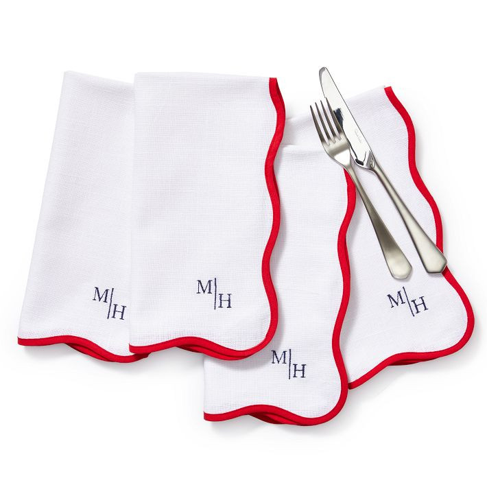 Bordered Scalloped Napkins, Set of 4 | Mark and Graham