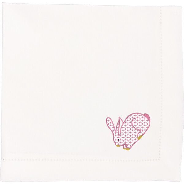 Bunny Hemstitched Dinner Napkin, Pink - Abbey Luby Tableware | Maisonette | Maisonette