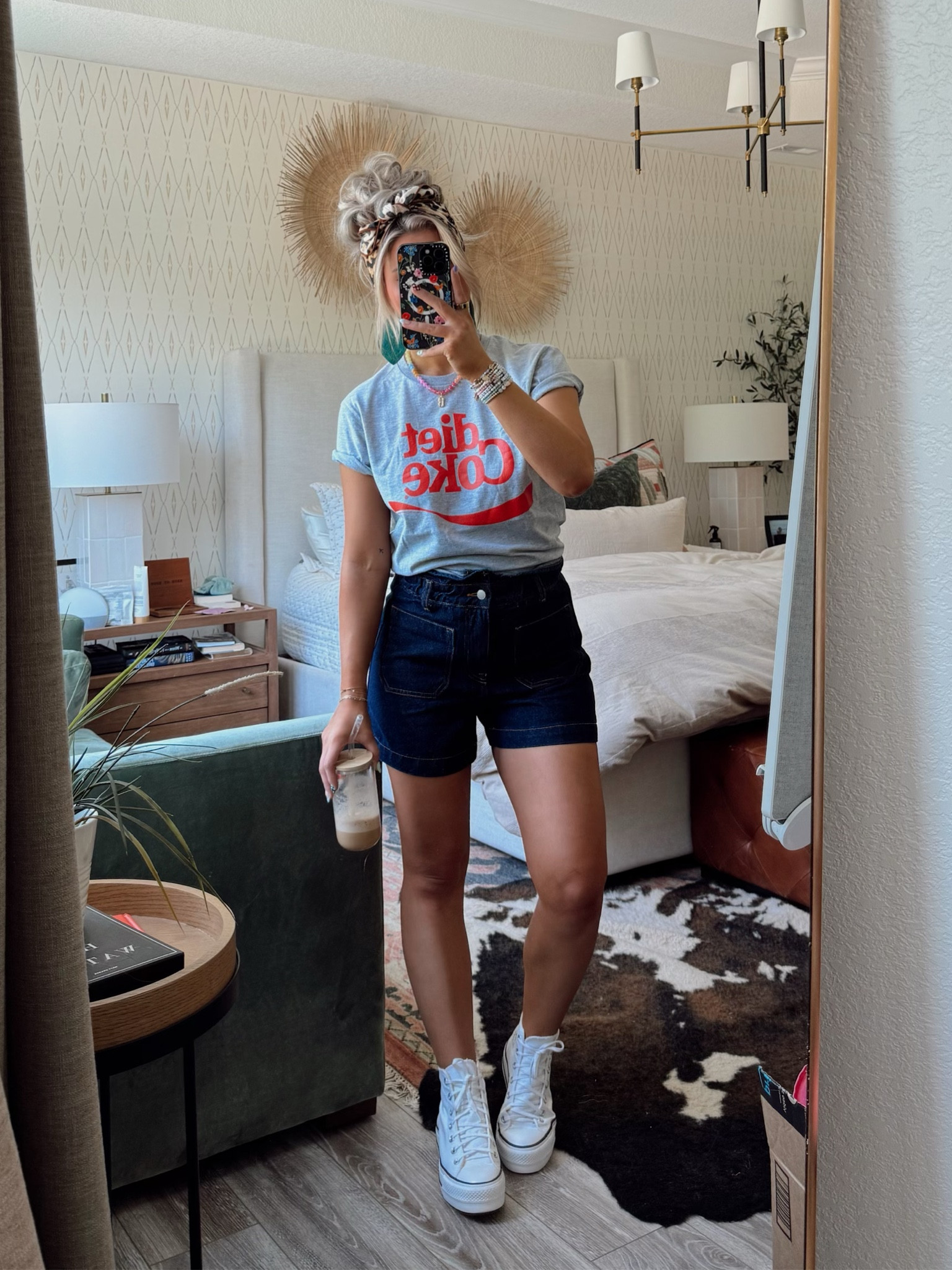 Scarf, Necklace, Tee- Amazon 
Earrings- old
Dark Denim Shorts- old clearance Zara 
Light Denim Shorts- Agolde 
Ballet Flats- Rothy’s 
Sneakers- Conversee
Bracelets- Little Words Project 

#LTKFindsUnder50 #LTKStyleTip #LTKShoeCrush