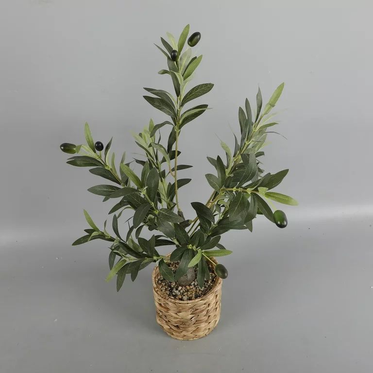 Flora Bunda 26" Artificial Olive Tree in Natural Woven Rattan Basket | Walmart (US)