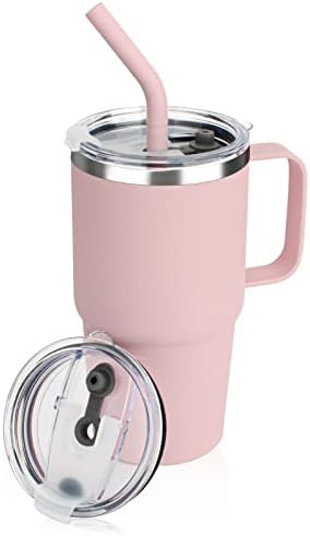 Sursip 24 oz Insulated Cup with Handle, Double Wall Vacuum Stainless Steel Coffee Mug with Straw ... | Amazon (US)