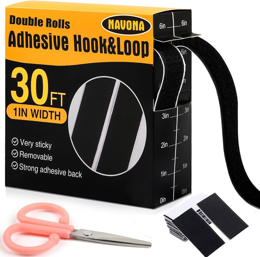 Navona 30Ft x 1 Inch Hook and Loop Strips with Adhesive, Heavy Duty Self Adhesive Hook and Loop T... | Amazon (US)