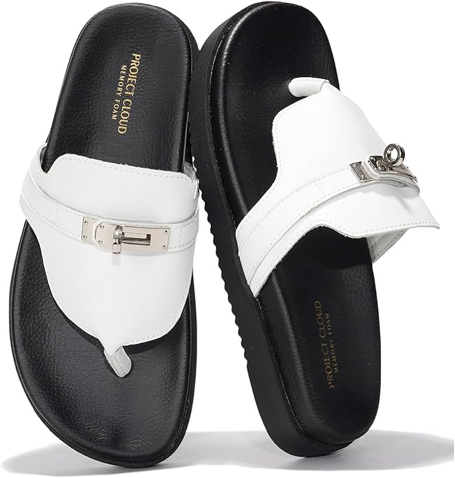 Project Cloud Genuine Leather Womens Sandals - Memory Foam Summer Sandals for Women 2025 - Slip o... | Amazon (US)