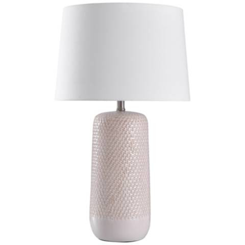 Galey Beige Woven Wicker Textured Ceramic Table Lamp | Lamps Plus