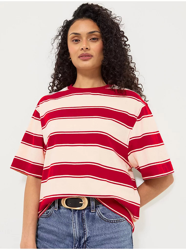 Red Striped Crew Neck T-shirt | George