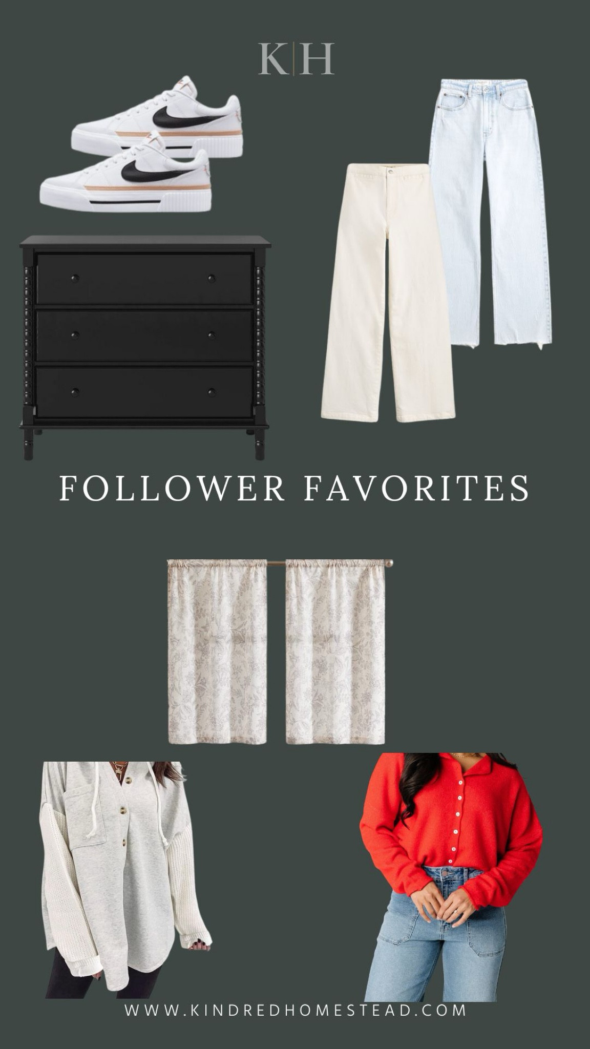 Follower favorites including home decor, fall outfits, fall clothing, outfit favorites like denim and red sweaters, shoes, sneakers, cafe curtains, and an antique inspired dresser

#LTKHome #LTKStyleTip