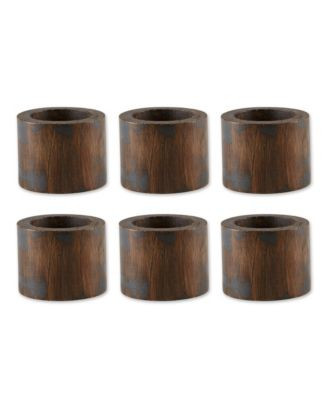 Design Imports Wood Band Napkin Ring Set of 6 - White Wash Finish | Macy's