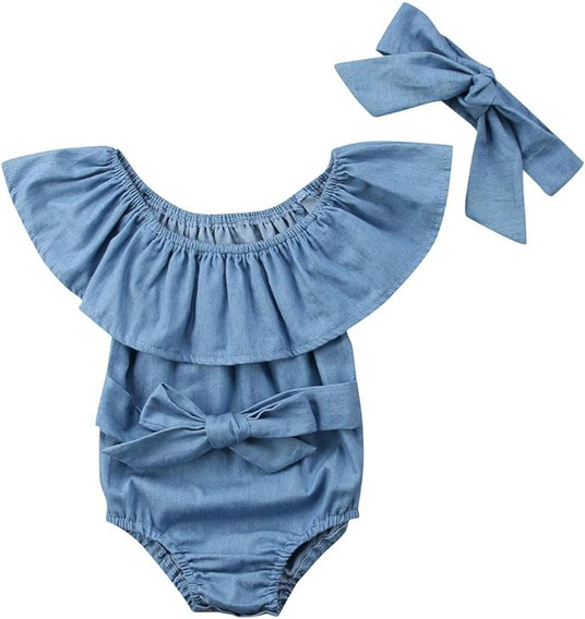 Newborn Kids Baby Girls Front Bowknot Bodysuit Romper ...