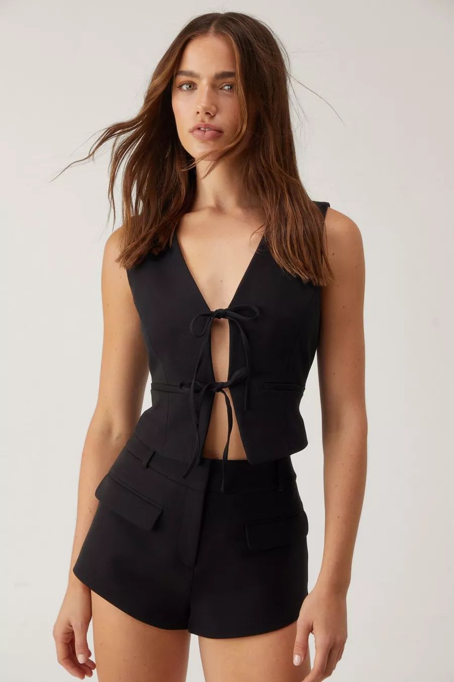 Petite Tailored Tie Front Waistcoat | Nasty Gal US