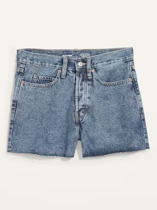 Higher High-Waisted Button-Fly Sky-Hi A-Line Cut-Off Non-Stretch Jean Shorts for Women -- 3-inch ... | Old Navy (US)