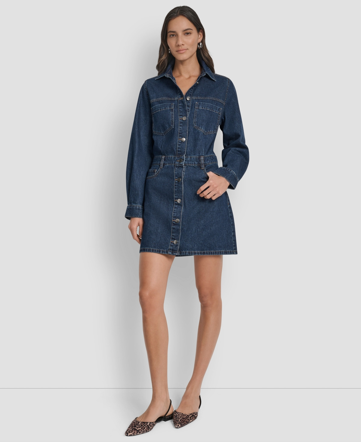 Dkny Jeans Women's Button-Down Long-Sleeve Denim Dress - ELERY | Macy's