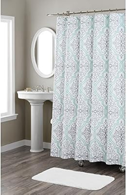 Home Dynamix Nicole Miller Laurel 100% Cotton Fabric Shower Curtain, Standard 72"X72", Aqua Blue/... | Amazon (US)