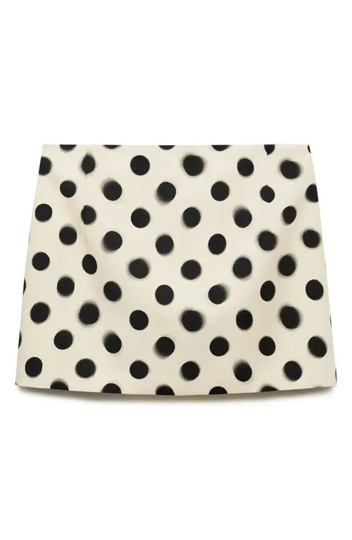 MANGO Mansur Polka Dot Satin Miniskirt in Ecru at Nordstrom, Size 0 | Nordstrom