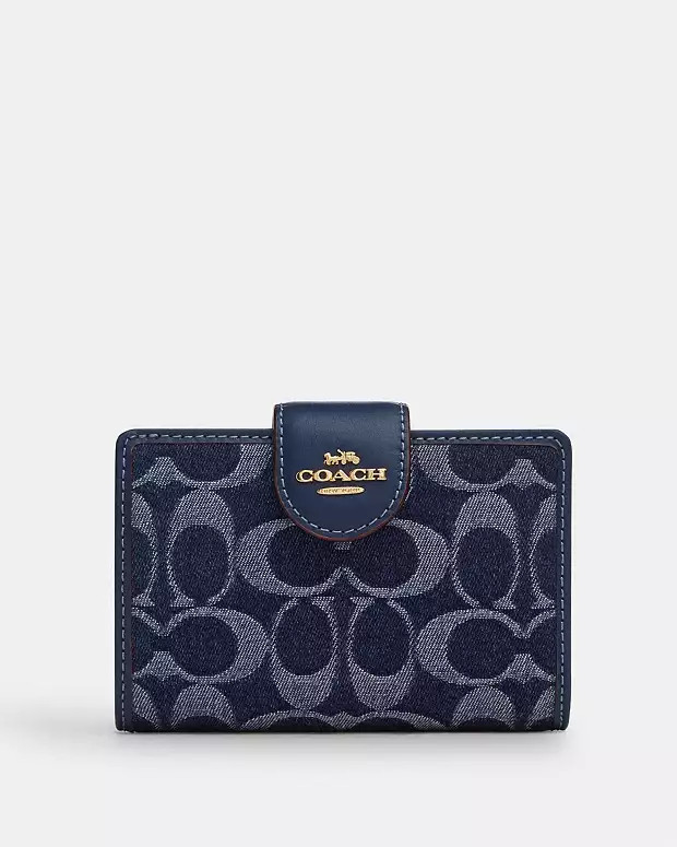 Medium Corner Zip Wallet In Signature Denim | Coach Outlet US