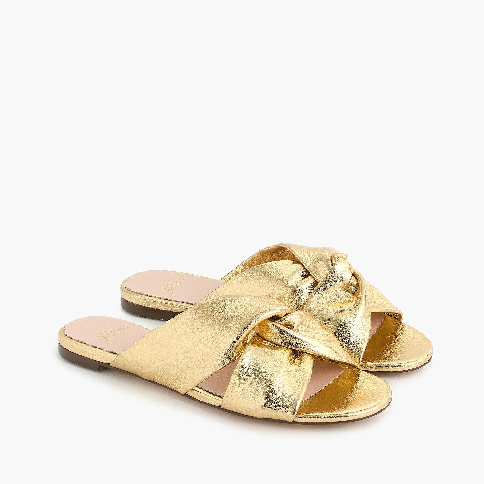 Twisted-knot sandals in metallic leather | J.Crew US