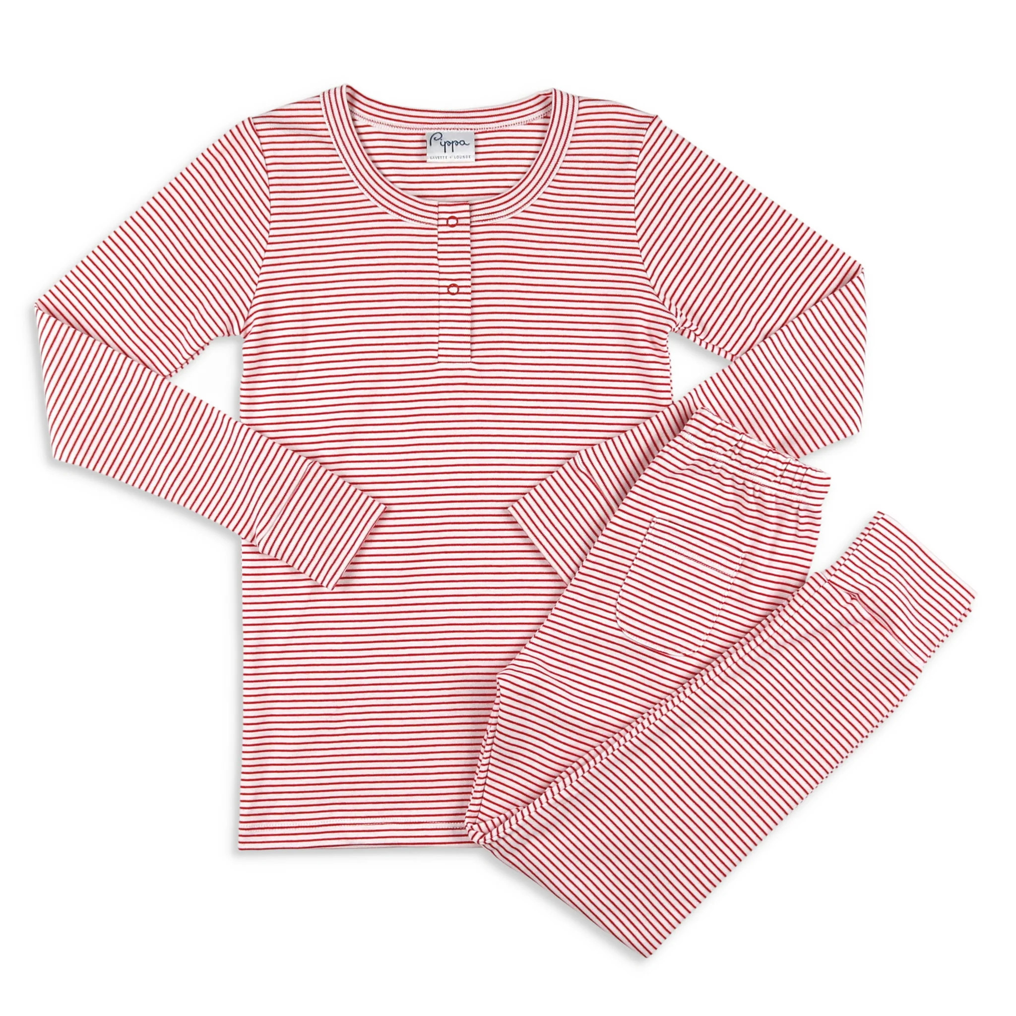 Unisex Pima Loungewear Set - Red Stripe | Shrimp and Grits Kids