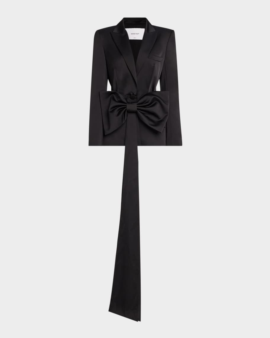 Sloan Satin Blazer with Detachable Bow | Neiman Marcus