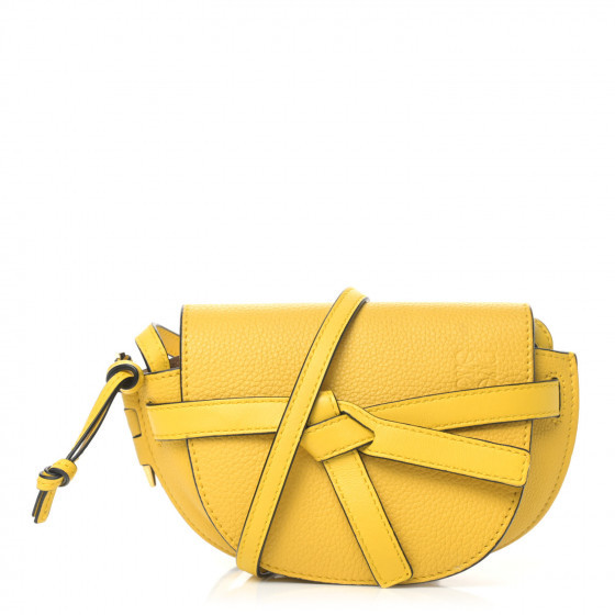 LOEWE Grained Calfskin Mini Gate Crossbody Bag Yellow | Fashionphile