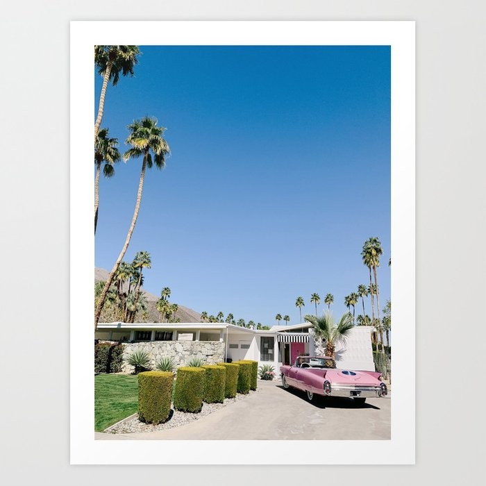 Mid-Century Pink Caddy Art Print | Society6