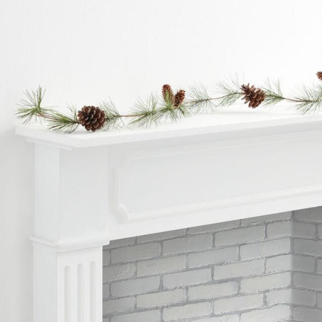 Icy Faux Pine and Pinecone Garland | World Market