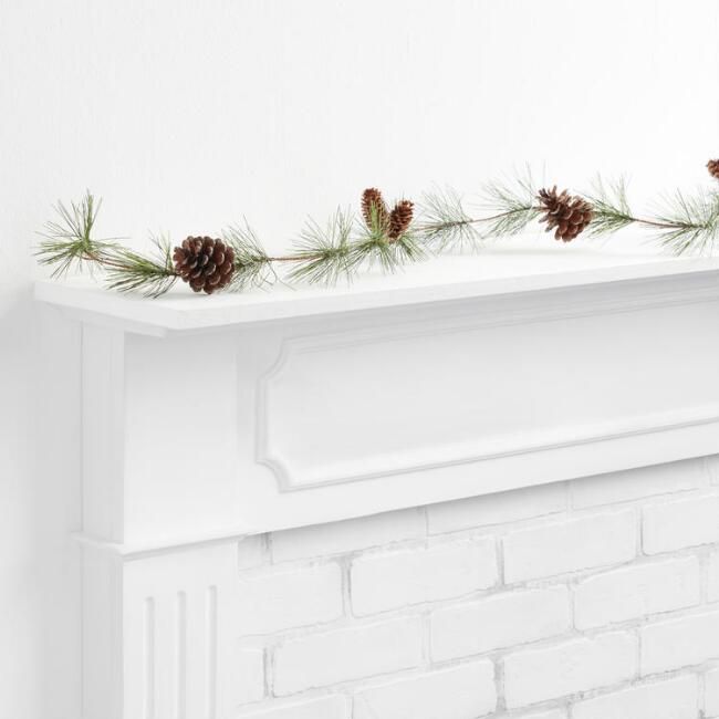 Icy Faux Pine and Pinecone Garland | World Market