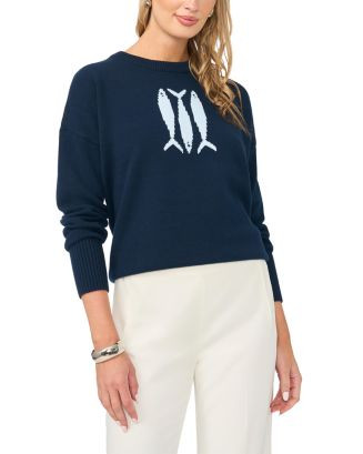 VINCE CAMUTO Sardine Motif Crewneck Sweater | Bloomingdale's Women | Bloomingdale's (US)