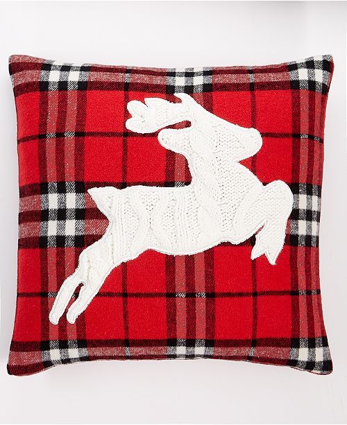 Tartan Plaid Deer 18" x 18" Decorative Pillow, Created For Macy's | Macys (US)