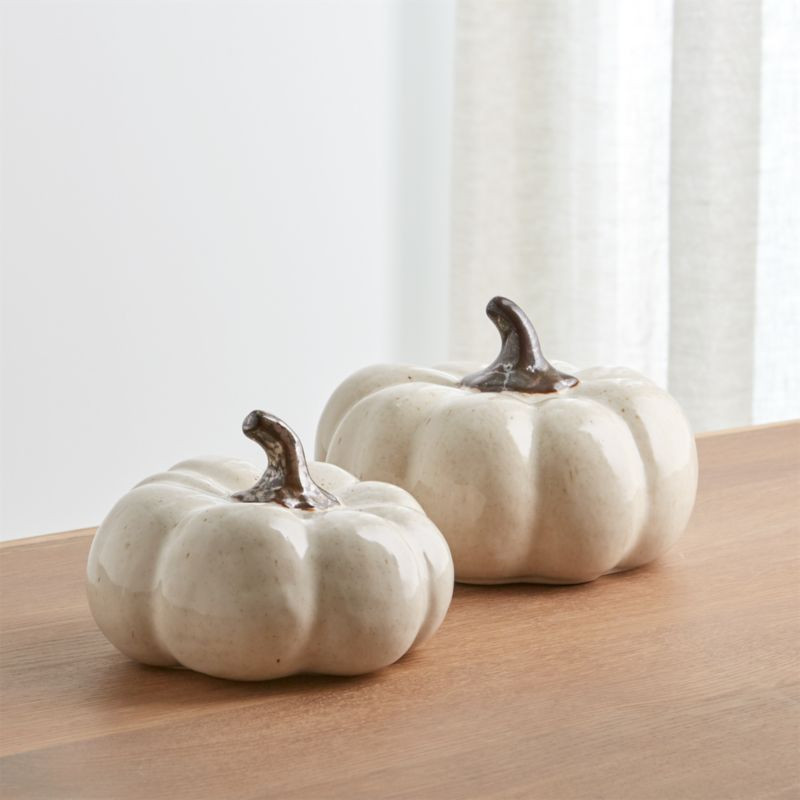 Wilder White Ceramic Pumpkins | Crate & Barrel