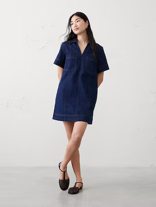 Denim Pocketed Mini Dress | Banana Republic Factory