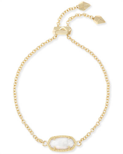 Elaina Gold Adjustable Chain Bracelet in White Pearl | Kendra Scott