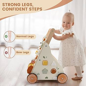 Wooden Baby Walker, Baby Push Walker with Activity Center for Girls Boys, Push Walker Toys for Ba... | Amazon (US)
